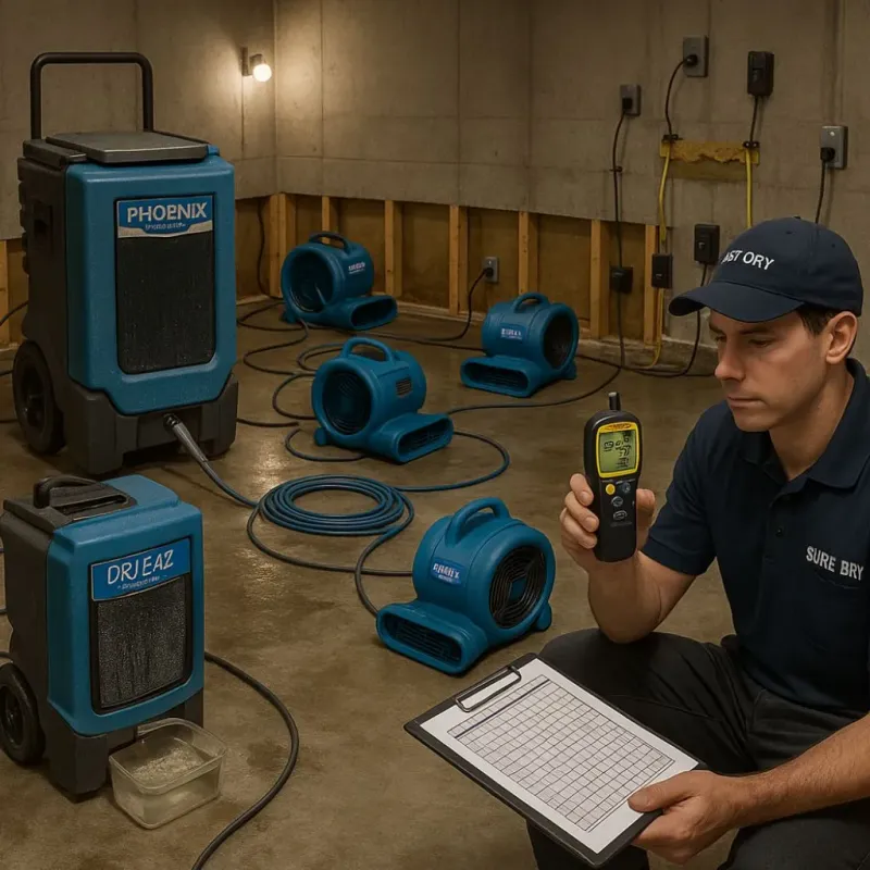 Structural Drying and Dehumidification process in Miami Springs, FL